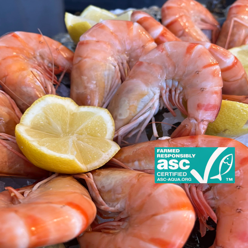 Les crevettes Label ASC en vente chez Pierrot Coquillages.