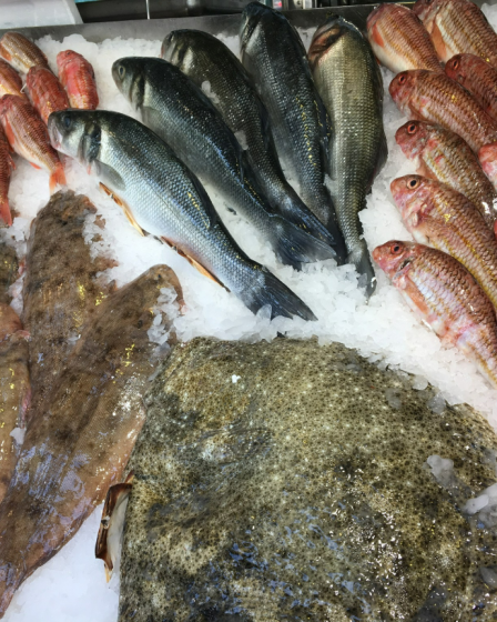 L'étal de poissons sauvages chez Pierrot Coquillages.