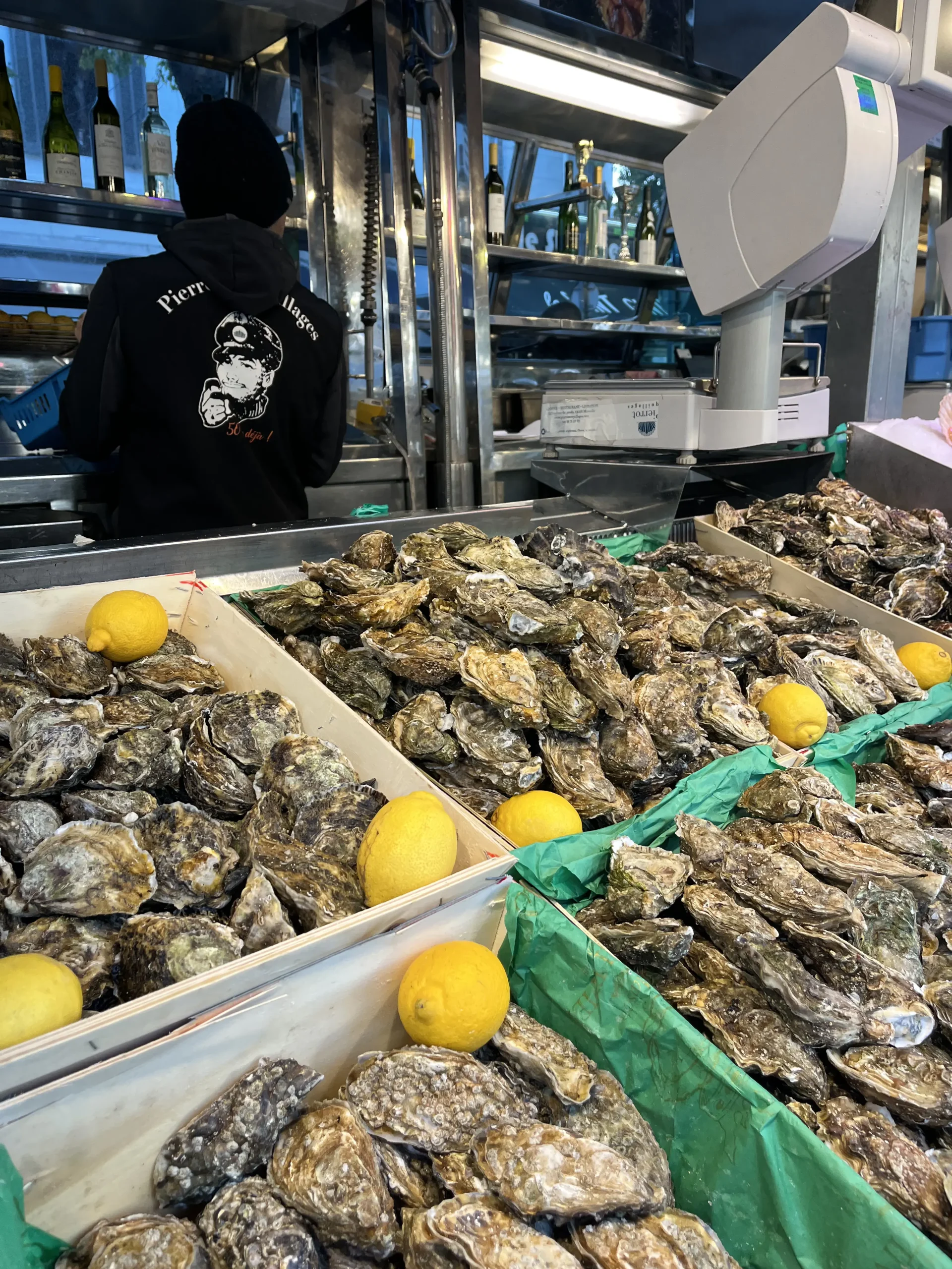 L'étal à huitres Pierrot Coquillages.